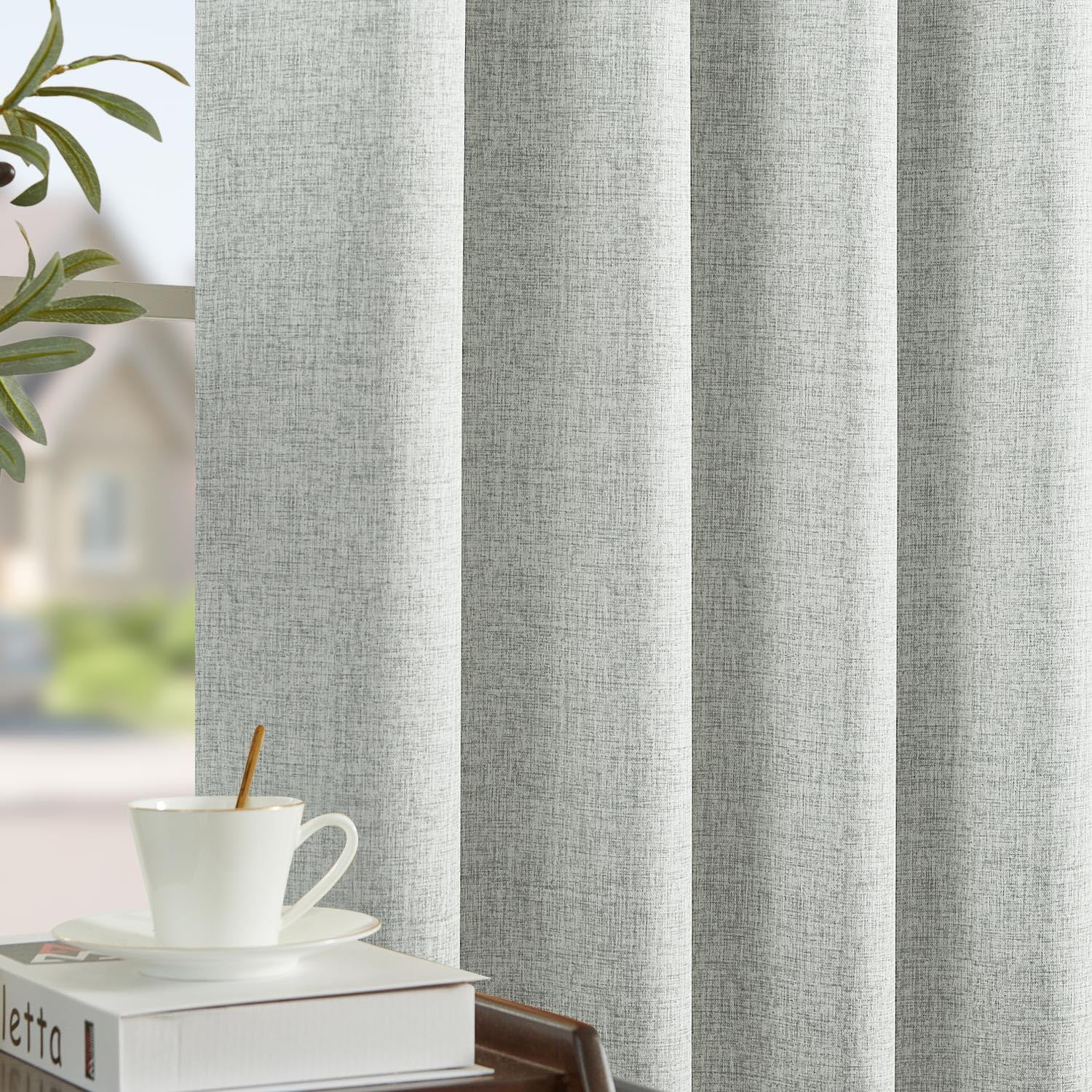 TOPICK Lot de 2 Rideau Occultant Thermiques Isolant Anti Froid et Chaleur Rideau Fenetre Opaque Draperies Intérieurs Gris Simple Durable pour Chambre à Coucher Salon Chambre Adulte 140 x 245cm (LxH) | Rideaux avec passe-tringle, rideaux pour salon, chambr