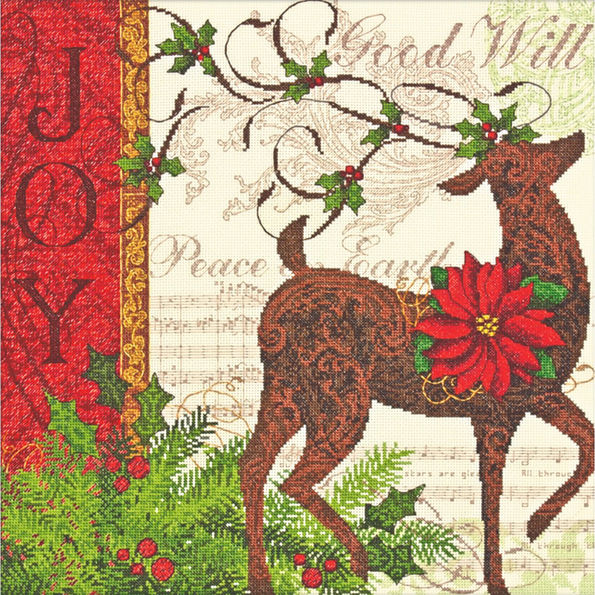 Dimensions "Winter Reindeer Counted Gold Cross Stitch Kit, Multi-Colour