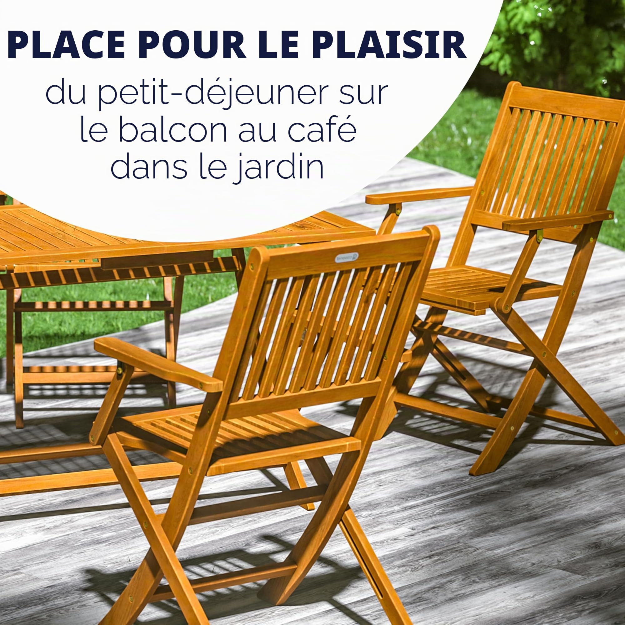 Casaria® Set de 2 chaises de Jardin Pliantes Sydney Bois d'acacia