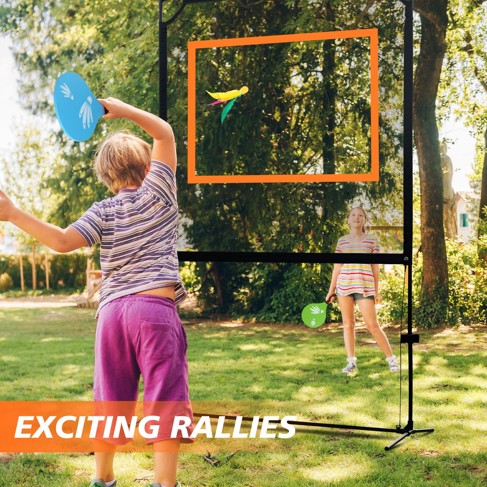 Similaire au Badminton, au Pickleball et au Tennis avec Une Toute Nouvelle Approche - Intérieur et Extérieur Sport Jeu de Filet avec Cadre, 2 Raquettes