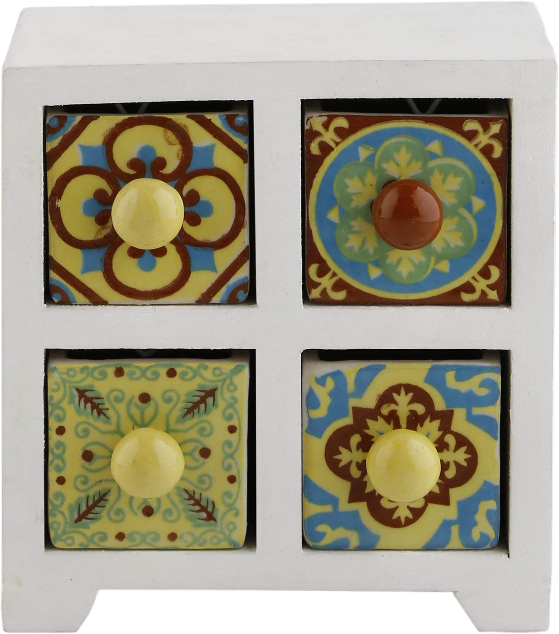 Curios 4 Drawer White Wood Apothecary Chest