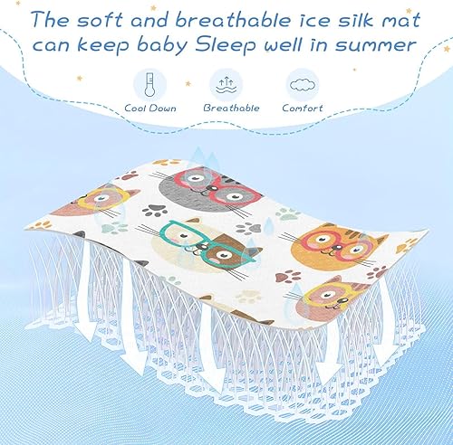 Miniatura 5 de Cute Faces - Protector de colchón para cuna de gatos, protector de colchón transpirable para niños pequeños con funda de almohada para mascotas y