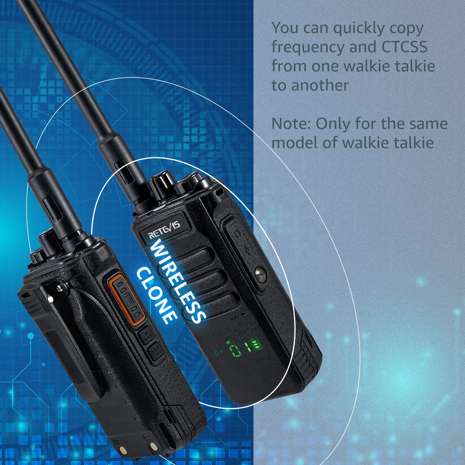 Retevis RT86 Talkie Walkie Professionnel, Radio Bidirectionnelle Longue Distance Haute Puissance, 2600 mAh Rechargeable, Écran Caché, Talkie Walkie Robuste pour la Logistique (Noir, 3 Pièces)