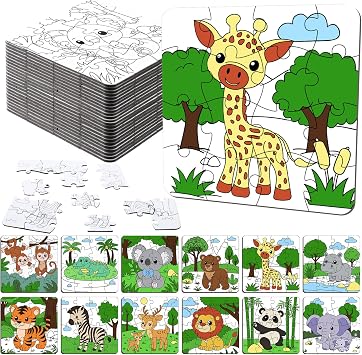 Realspring 24 Pack Wild Animal Coloring Puzzles for Kids