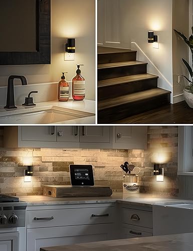 Miniatura 5 de L LOHAS LED Luces nocturnas enchufables a la pared, luz nocturna regulable con brillo ajustable de 0-100 lúmenes, blanco suave de 3000 K, luz