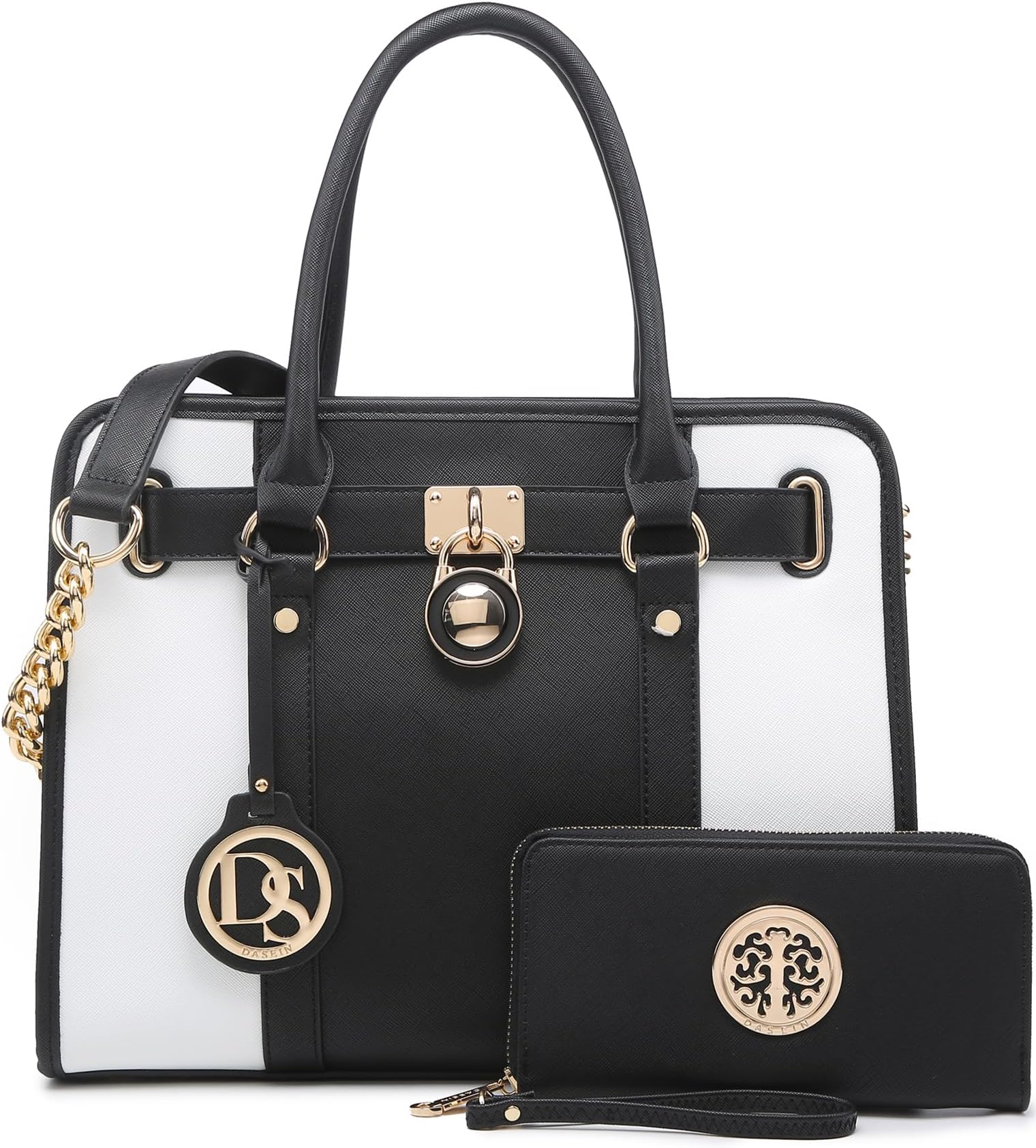 Women's Satchel Handbag Purse, Large Structured Work Tote with Top Handle & Shoulder Strap, Matching Wallet Included
