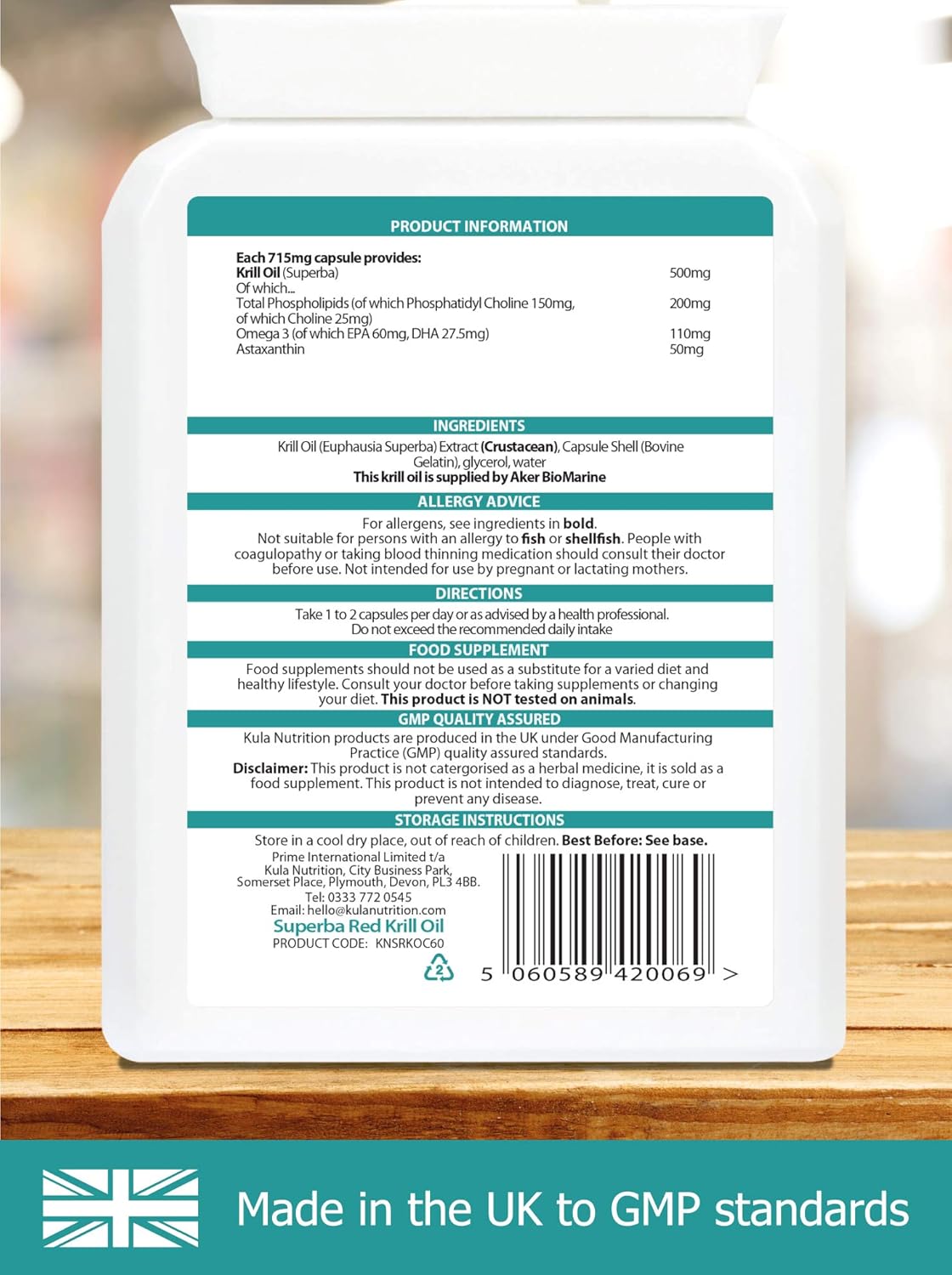 Max Strength Red Krill Oil Capsules 1000mg per Serving 60x 500mg