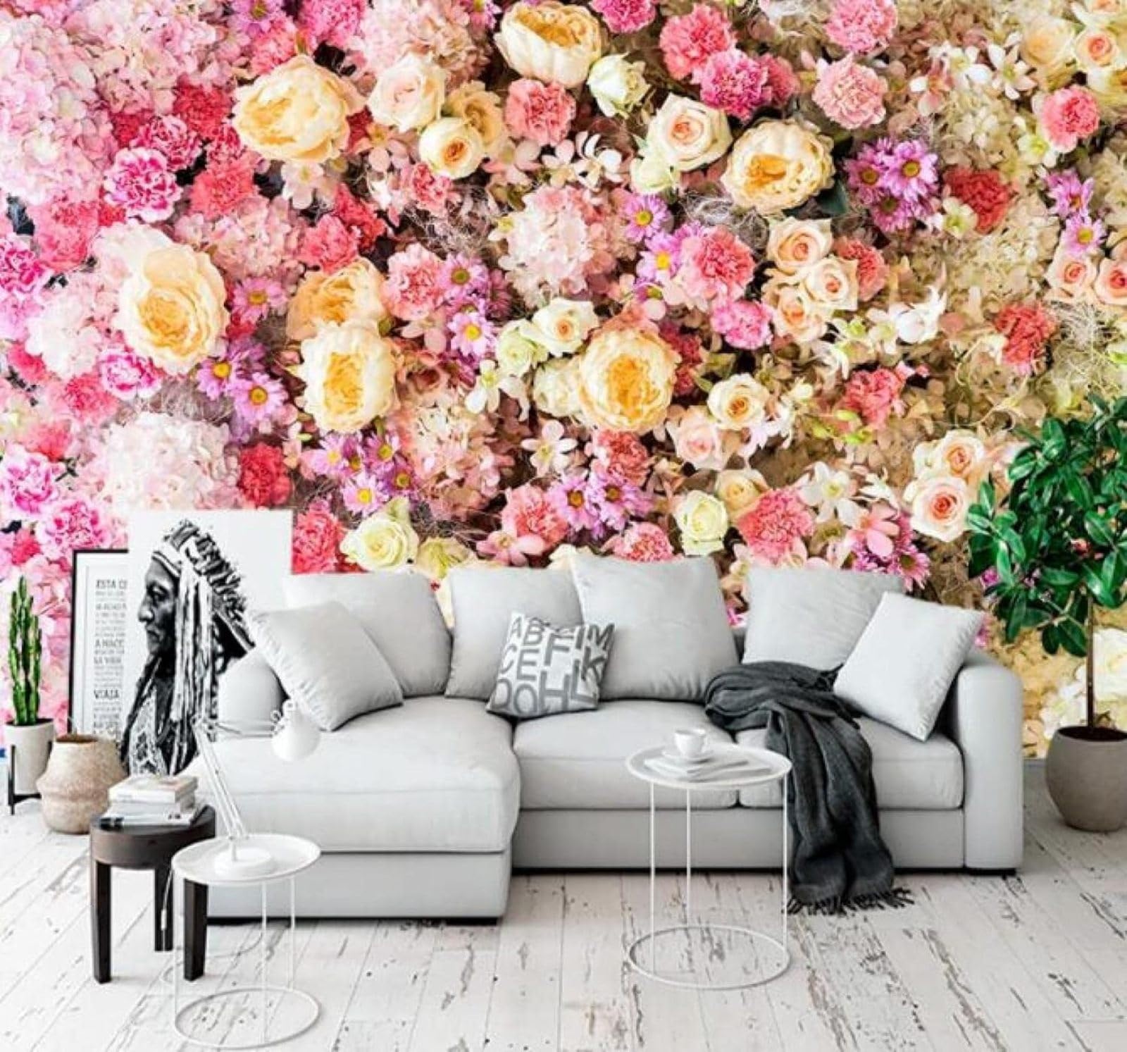 Xlming 430Cm×300Cm(B×H) Beautiful Three Dimensional Cosy Pastoral Floral 3D Wallpaper Luxury Home Dining Decor Paste Sofa Living Room The Wall For Bedroom Mural-430Cm×300Cm