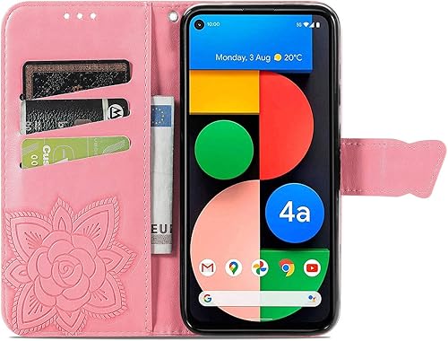 Miniatura 3 de Funda compatible con Galaxy A32 4G con diseño de mariposa con diamantes en relieve, de piel sintética, ranuras magnéticas para tarjetas con soporte