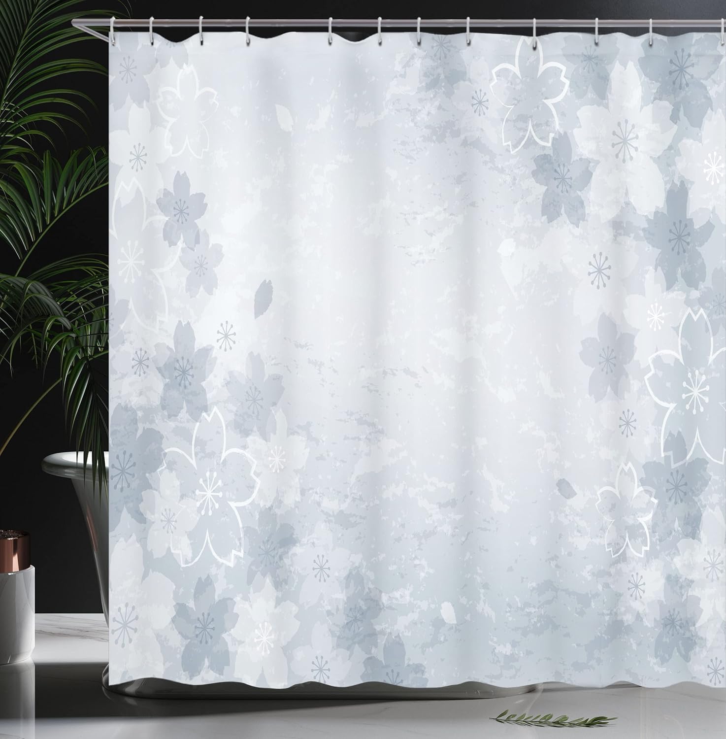 Ambesonne Nature Shower Curtain, Cherry Blossoms Pattern in Shabby Form Style Flourish Themed Artwork Print, Cloth Fabric Bathroom Decor Set with Hooks, 69" W x 84" L, Pale Ceil