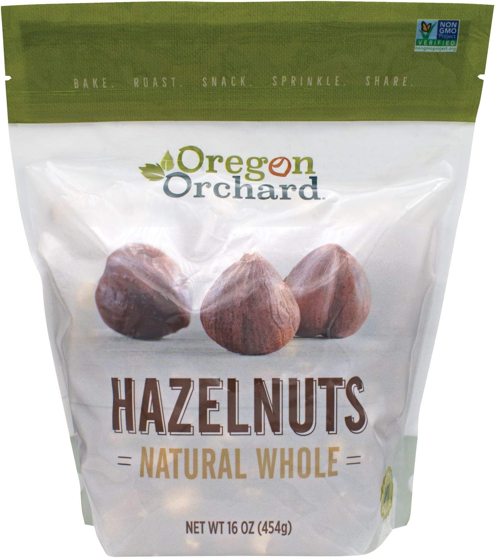 Oregon OrchardNatural Whole Hazelnuts, Unsalted, 16oz bag, Heart Healthy Snacks, Grown In Oregon, Filberts, Keto
