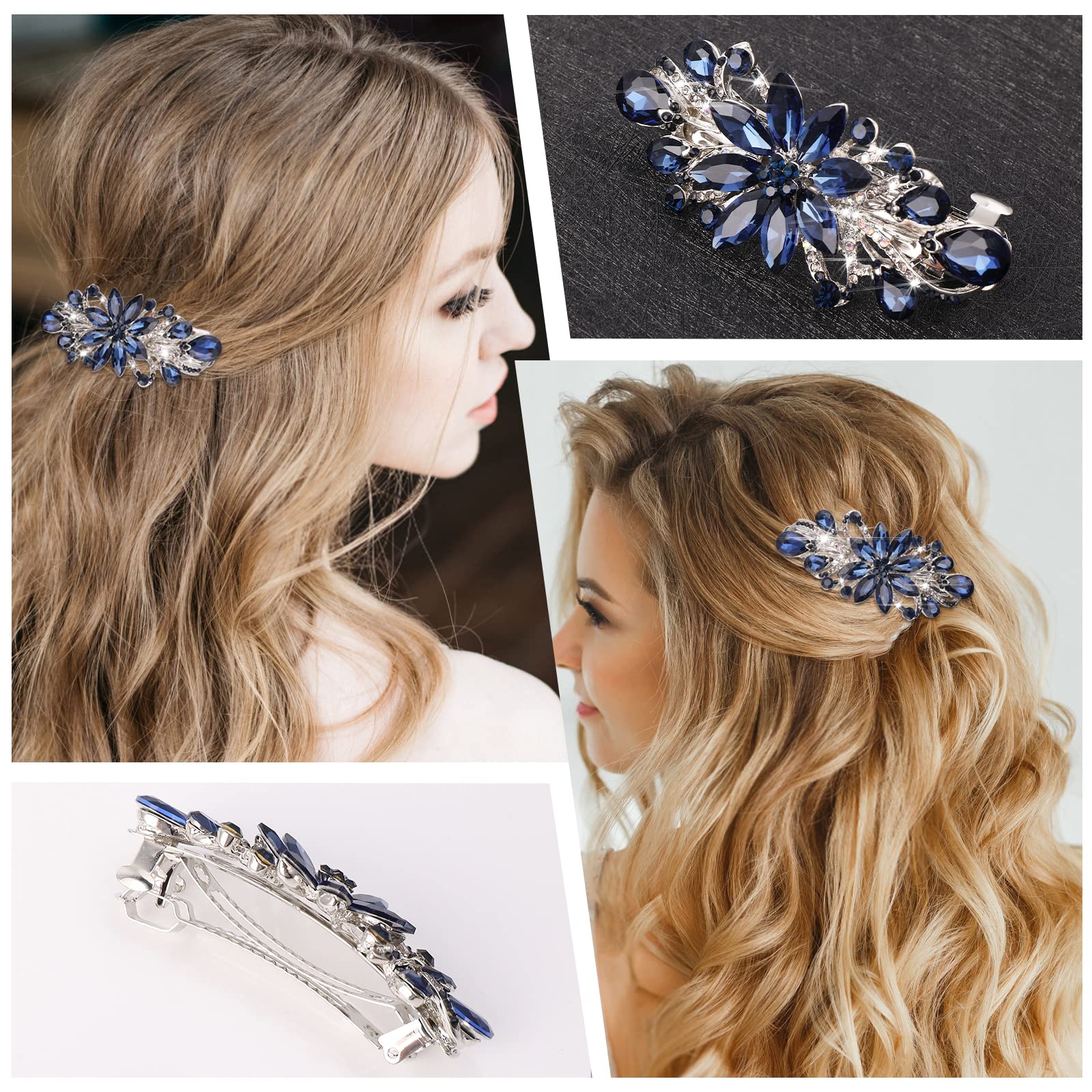 Fermaglio Per Capelli Vintage Con Fiore E Strass - Lega Metallica Placcata Oro, Lunghezza 16 Cm, Accessorio Elegante - 5