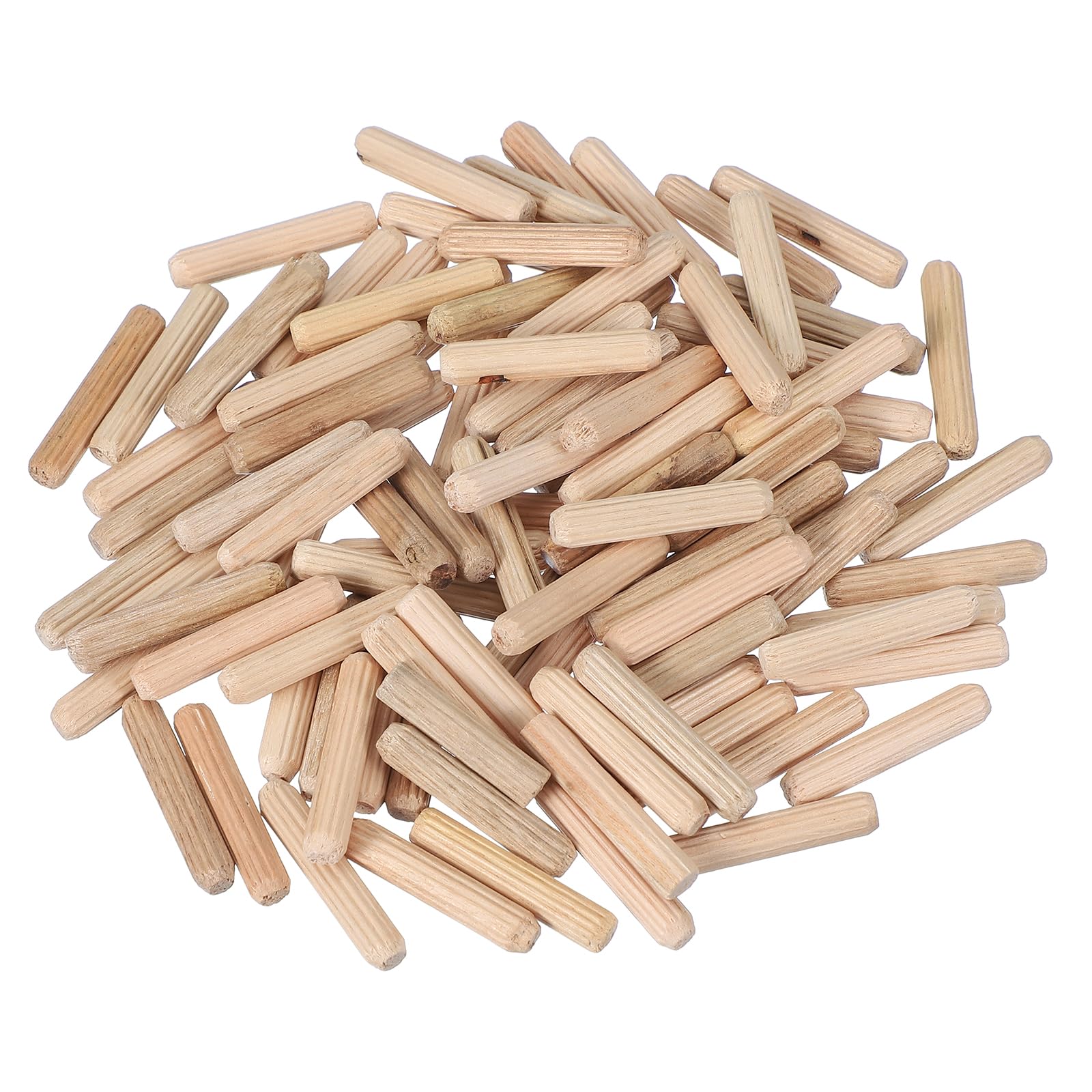 PATIKIL Wooden Dowel Pins 1/4" x 1-3/16" (6mm x 30mm) Straight Dowel Rods Wood Fluted Dowels Rods for Crafts Furniture DIY Hardwood Count 100