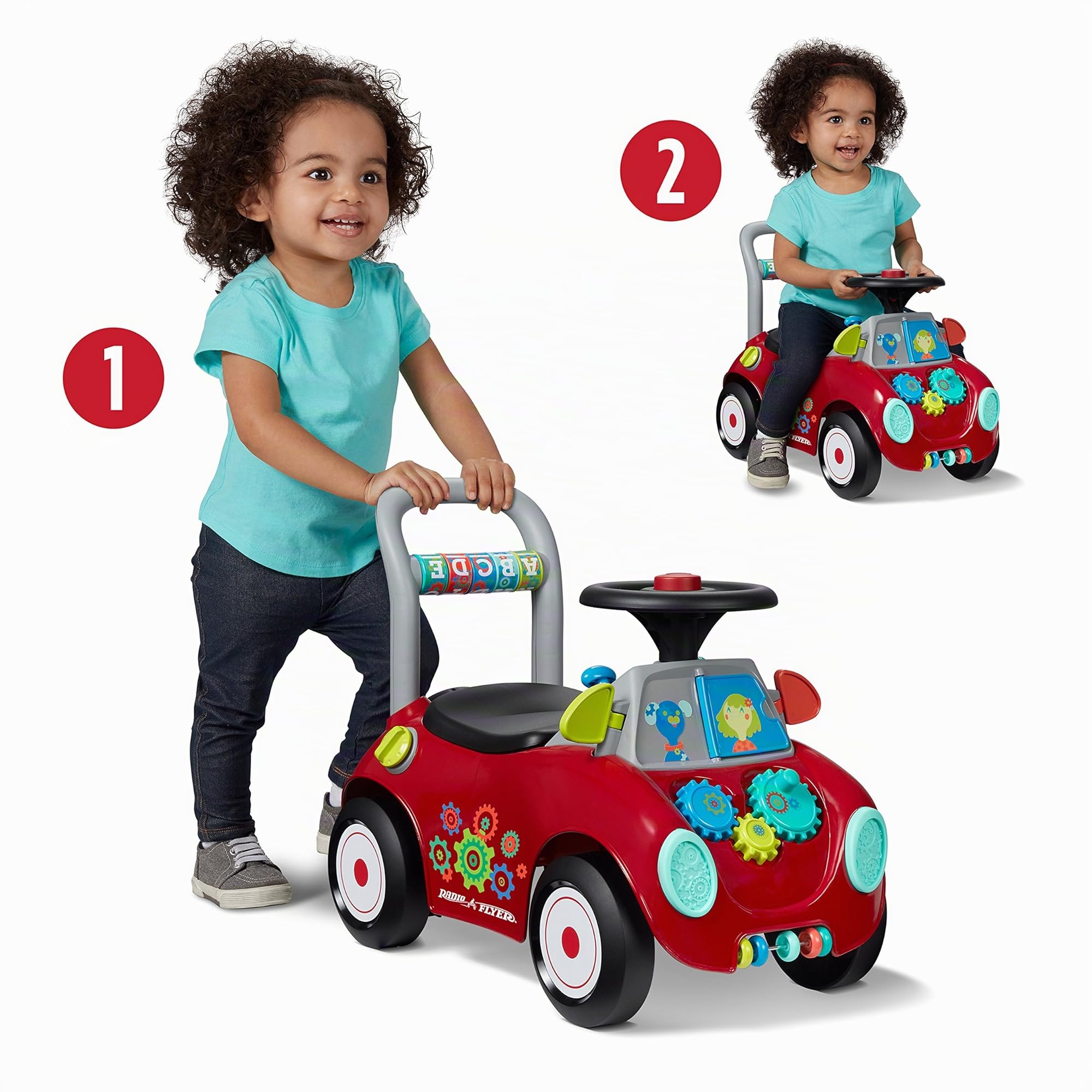 Radio Flyer Busy Buggy, Rutschspielzeug, Sitzend zum Stehen, Spielzeug für Kleinkinder, 1–3 Jahre, rotes Spielzeug für Kinder