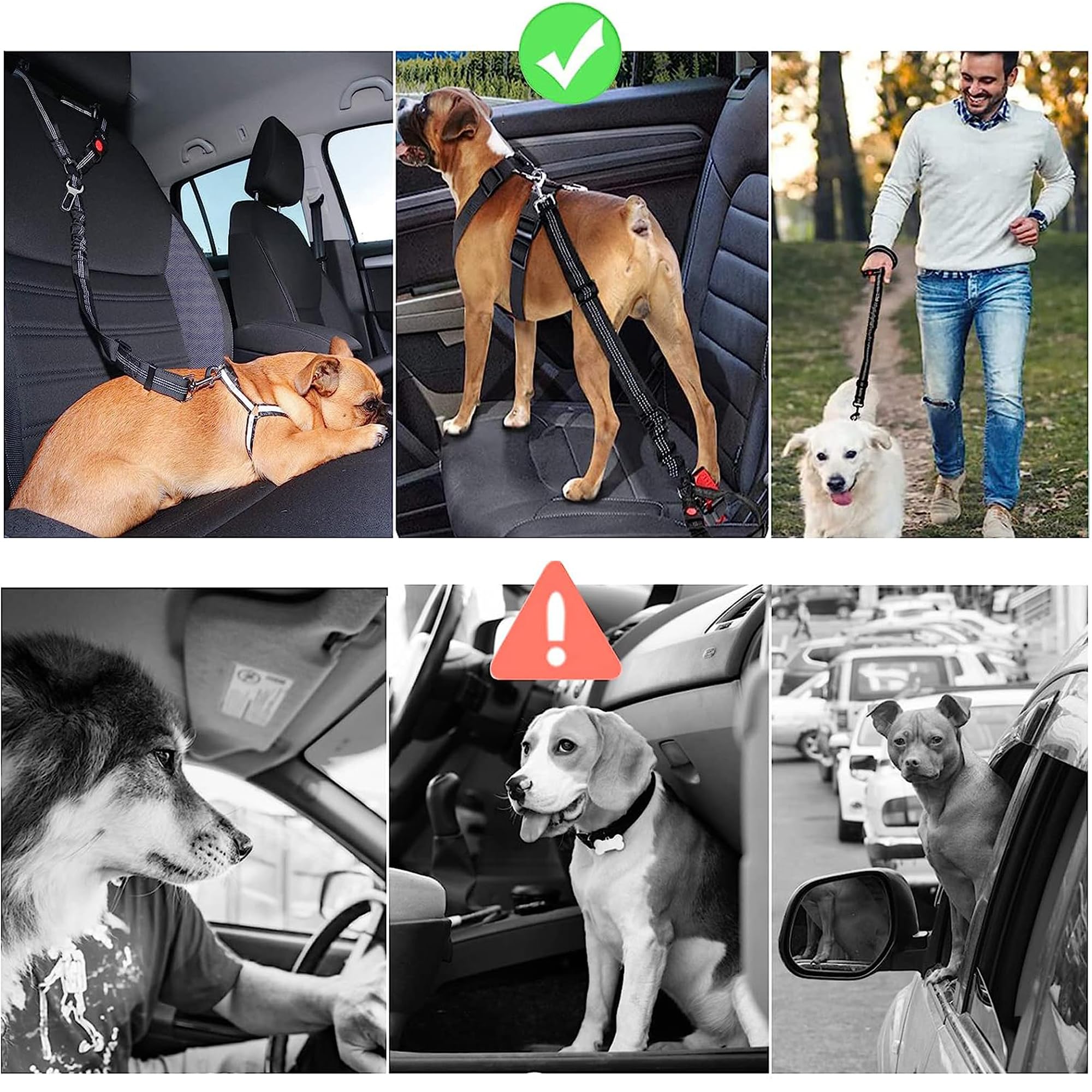 Cintura Di Sicurezza Per Cani 3 In 1 - Regolabile, Riflettente, Per Taglie Medie E Grandi - Foto 9