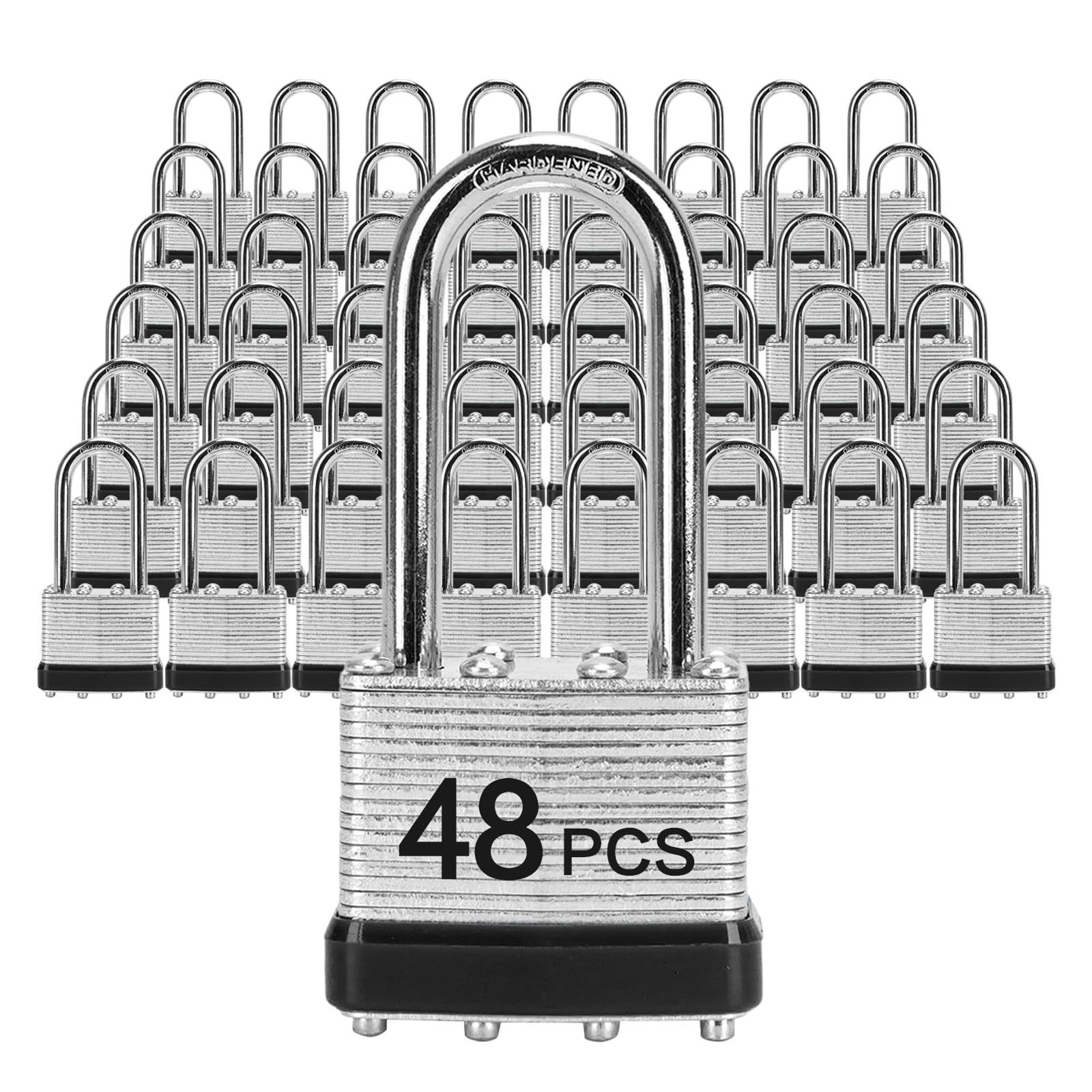 Padlocks with Same Key, LQYN 48 Pcs Laminated Steel Padlock (1-9/16", 40mm)
