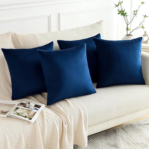 Miniatura 3 de OTOSTAR Juego de 4 fundas de almohada decorativas de terciopelo suave, fundas de cojín cuadradas de lujo para sofá, automóvil, patio, dormitorio,