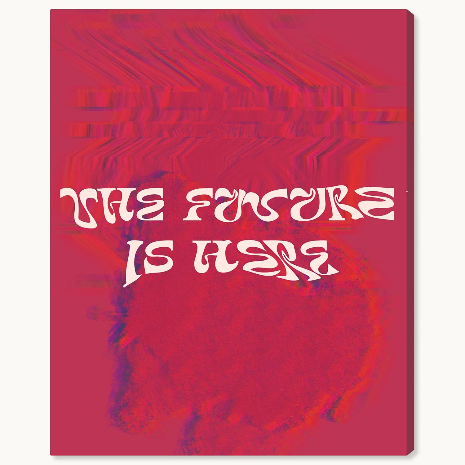 Wynwood Studio Education and Office Contemporary Wrapped Canvas Art - Virtual Future, Wall Art for Living Room, Bedroom, and Bathroom, 30" x 36", Red and Purple Home Decor