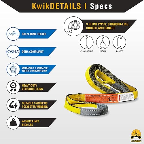 Miniatura 3 de KwikSafety Eslingas tejidas  Tamaños de 1 y 2 pulgadas  Correa de doble ojal  Para descargar, levantar, izar, trasladar