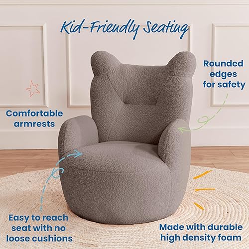 Miniatura 5 de ECR4Kids Silla de peluche, muebles para niños, gris