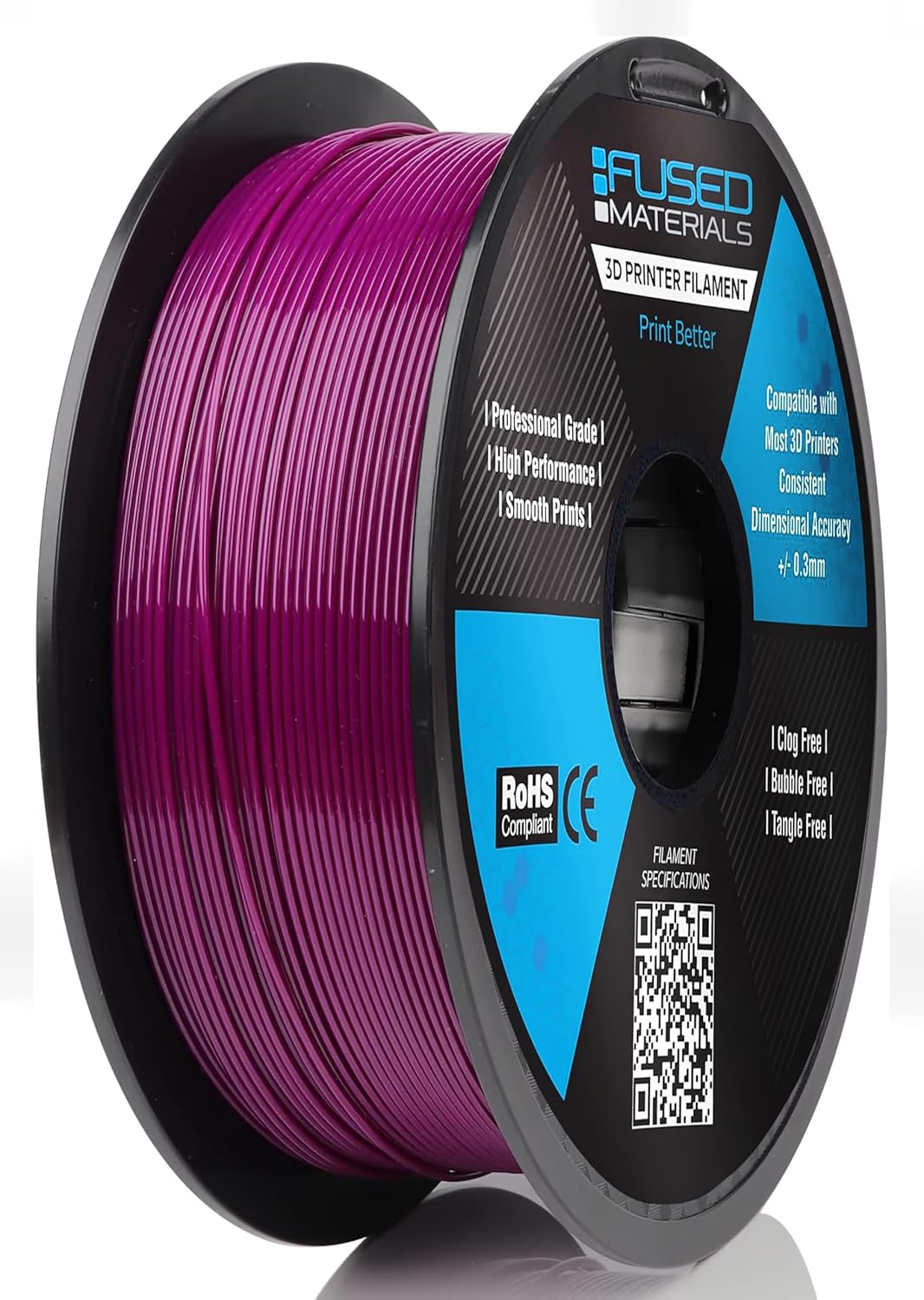Fused Materials PETG 3D Printer Filament Fused Materials - 1kg Spool, 1.75mm, Dimensional Accuracy +/- 0.03 mm