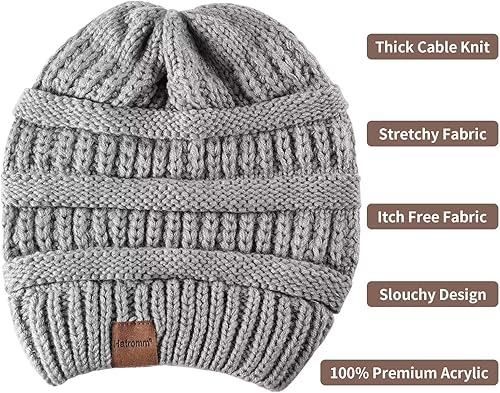 Miniatura 5 de Gorros de invierno para mujer, paquete de 3, gorros holgados para mujer, de punto de gran tamaño, cálidos, sombreros de invierno para mujer gruesos