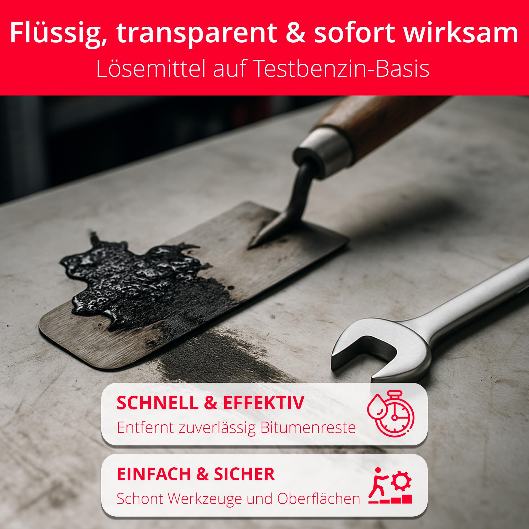 BORNIT Bitumenreiniger 1L Soforteffekt entfernt hartnäckige Bitumenreste | speziell zur Entfernung von Bitumen, Teer, Asphalt, hartnäckigen Öl und fetthaltige Verschmutzungen an Werkzeuge
