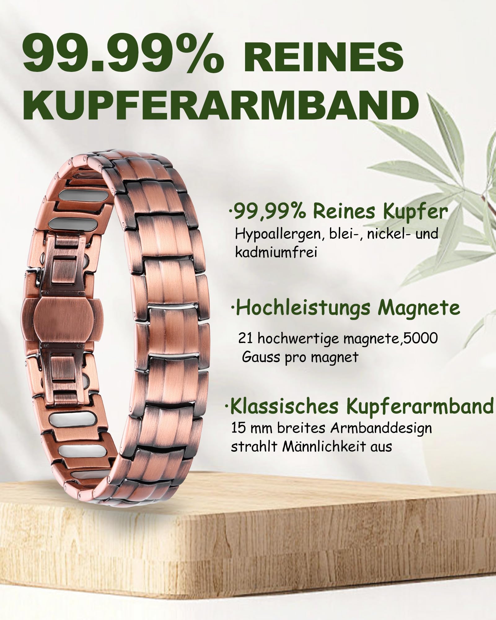 MagEnergy Bracelet magnétique en cuivre pour homme et femme - Réglable