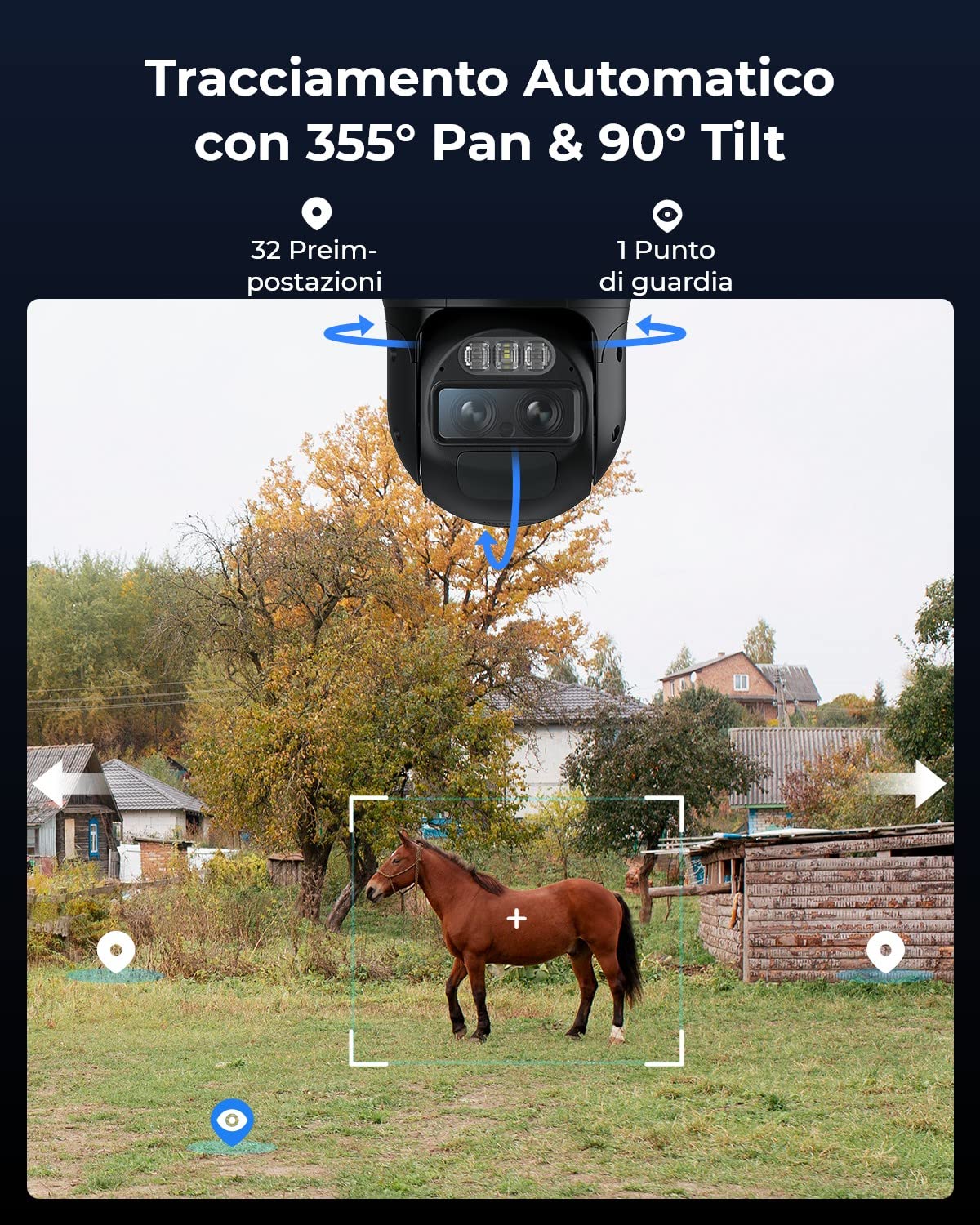 Reolink 4K Telecamera da Esterno con SIM 4G LTE, Batteria e Pannello Solare | 355° Pan/90° Tilt, Doppio Obiettivo, Zoom Ibrido 6X, Visione Notturna a Colori, Alexa & Cloud, TrackMix LTE