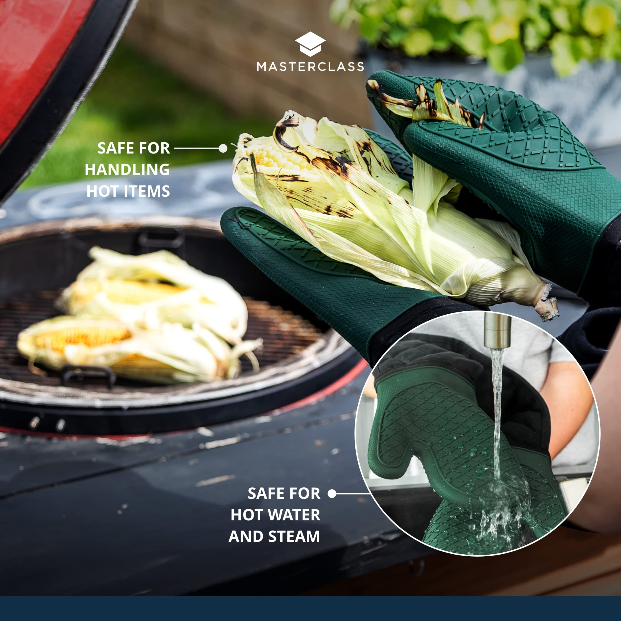 handschuhe kochen schwarz MasterClass Silikon-Ofenhandschuhe, hitzebeständige mit Baumwollpolsterung, doppelseitige rutschfeste Handschuhe zum und Backen, BPA-frei, schwarz/jagdgrün Küche, Haushalt & Wohnen Luftgetrockneter Schinken Aufbewahren beefcake Computer Brand:Garmin