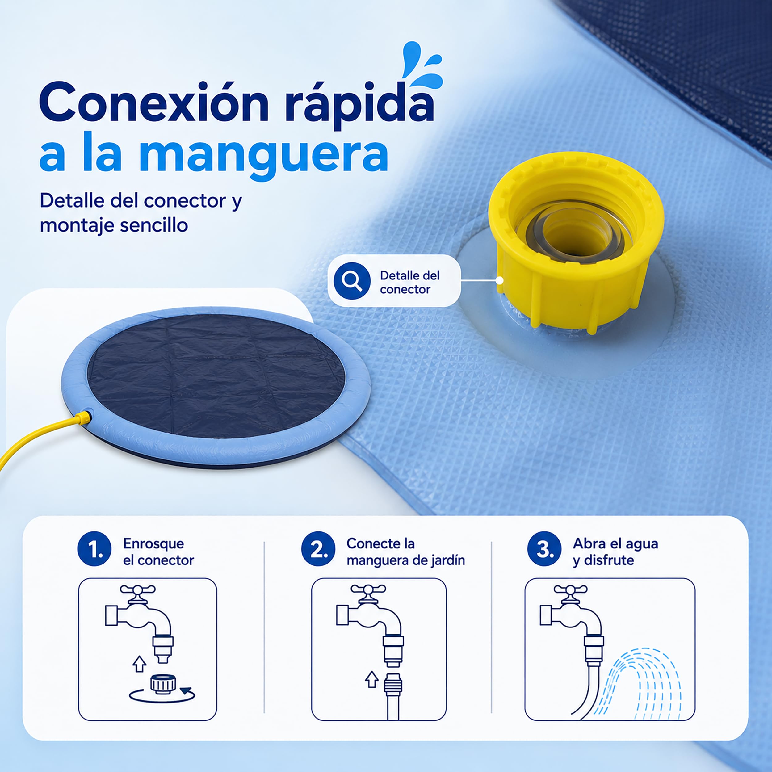 BESCH Piscina para Perros 100 cm, Splash Pad para Perros con Aspersor 360°, Alfombrilla de Agua Antideslizante de PVC, Conexión a Manguera, Plegable para Jardín, Patio y Juegos de Verano