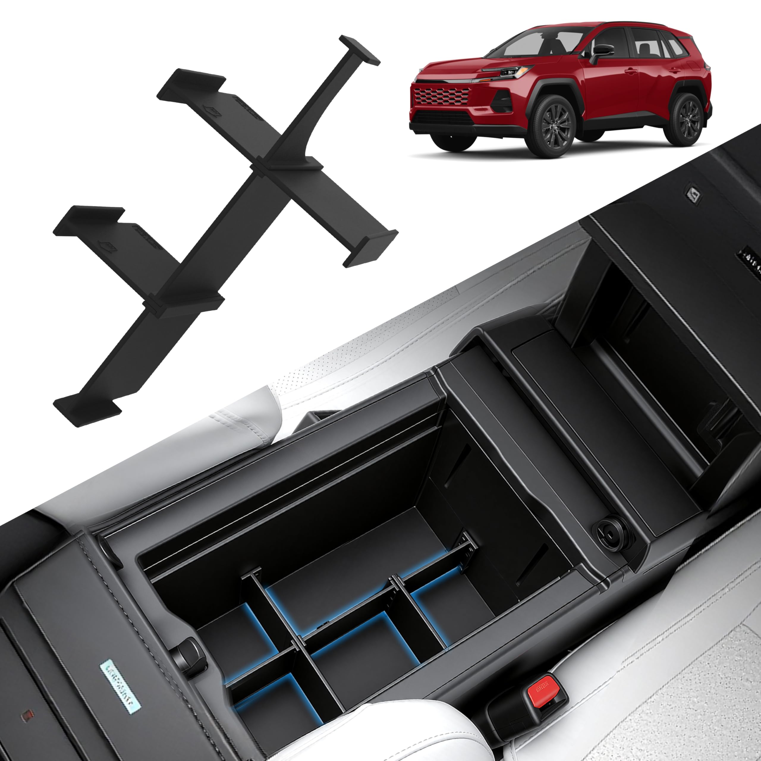 Arm Rest Dividers for 2026 Toyota RAV4, Center Console Dividers,Interior Armrest Insert Underseat Storage, Car Organizer for 6th Toyota RAV-4, Car Organizers and Storage for 26 RAV 4, Vehicle Gift