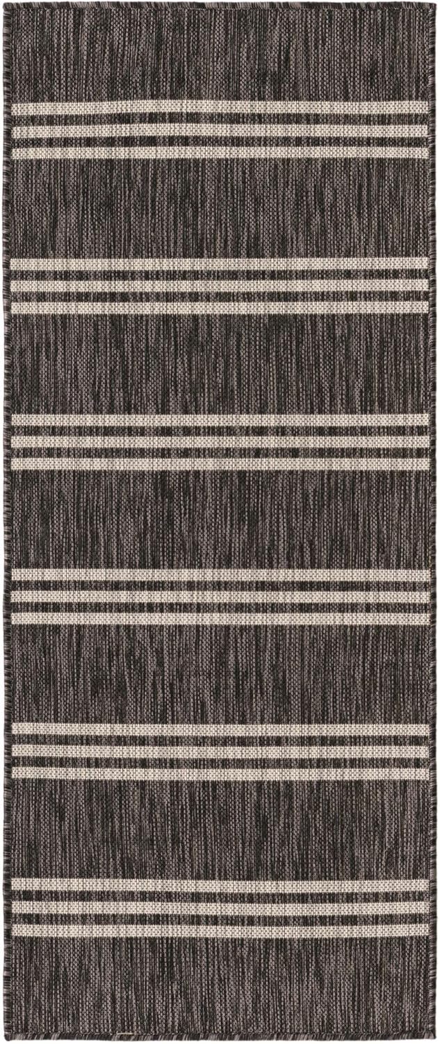 Unique Loom Jill Zarin Outdoor Collection Area Rug - Anguilla (2' x 5' 1'' Runner, Charcoal/ Ivory)