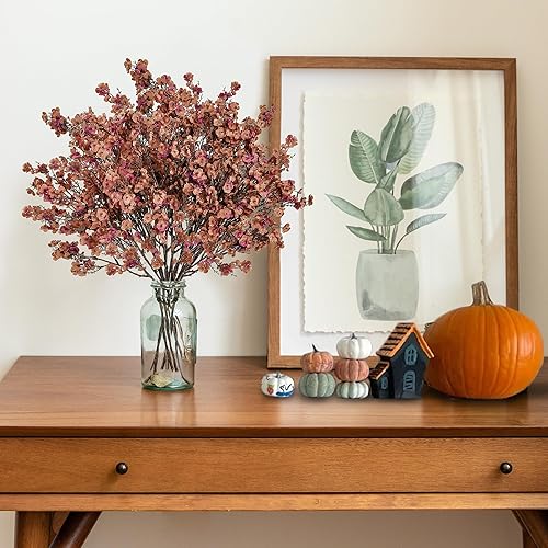 Vista 45 de Sggvecsy 15 piezas de flores artificiales de aliento de bebé, ramos de gypsophila a granel, flores de seda falsas de tacto real para el hogar, Negro