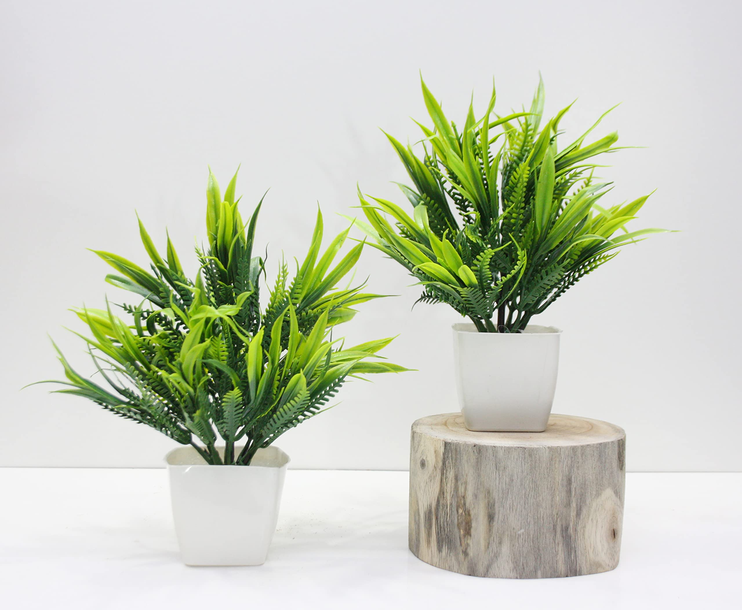 Artificial Potted Plants, 2 Pack Artificial Plastic Bamboo Plants Small Indoor Potted Houseplants, Small Faux Plants for Home Decor Bathroom Office Farmhouse