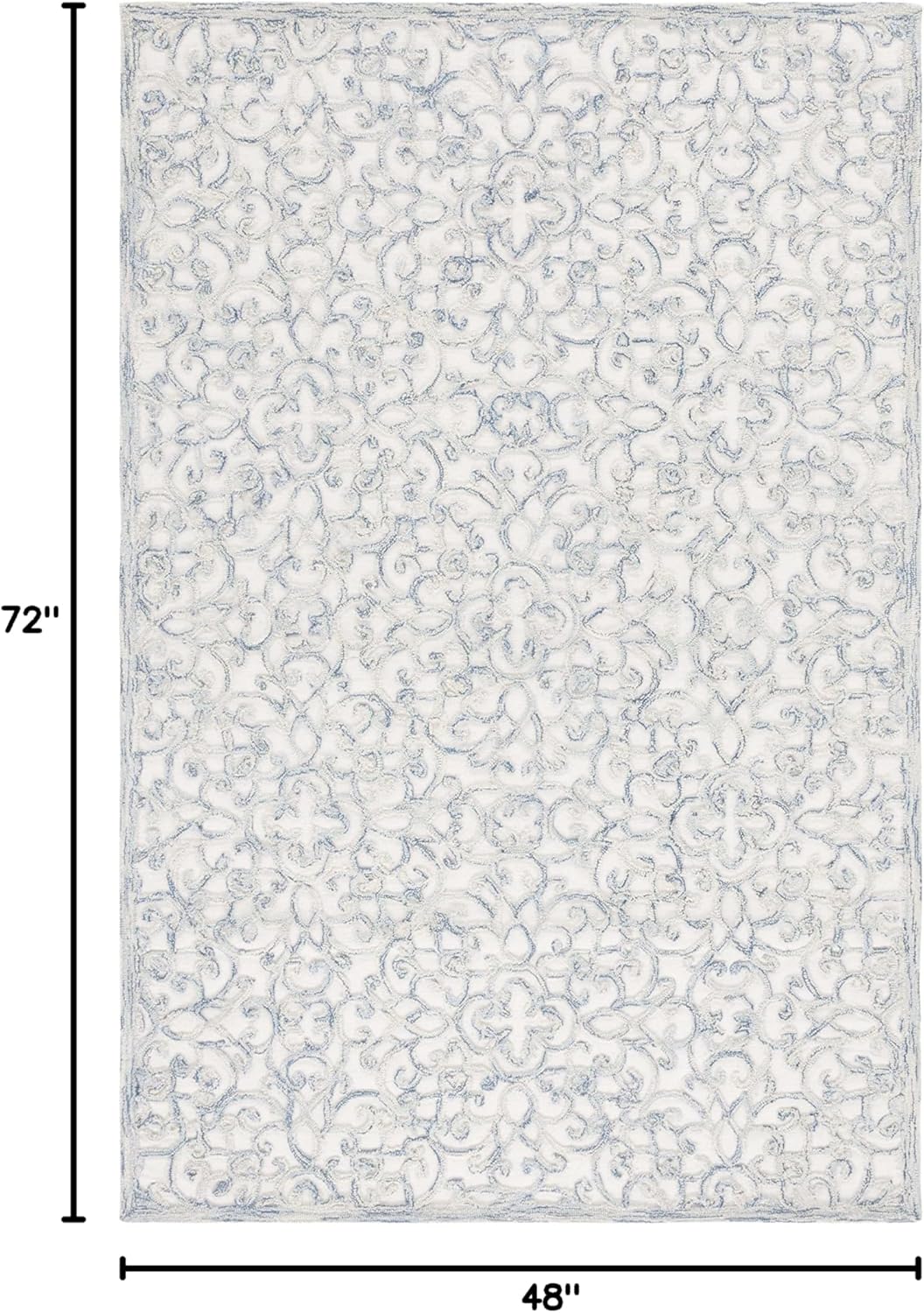 Blue and Ivory Hand-Tufted Wool 4' x 6' Area Rug