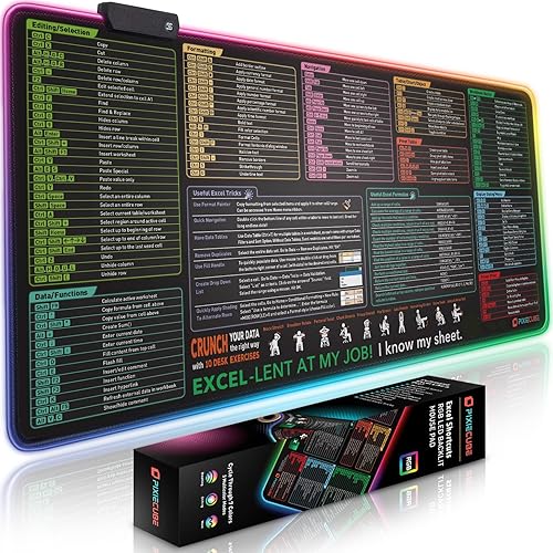 Miniatura 11 de Excel - Alfombrilla de mouse para juegos de hoja de trucos grande XL extendida | Alfombrilla de teclado de hoja de cálculo para PC Office | Borde