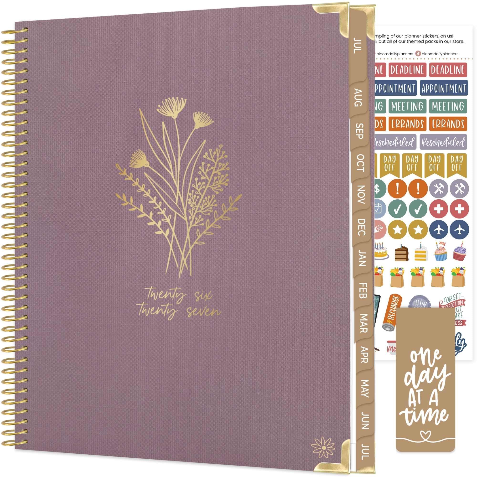 bloom daily planners Agenda scolaire 2026-2027 à couverture rigide (21,6 x 27,9 cm) pour année académique (juillet 2026 à juillet 2027) – Planificateur d'objectifs pour femme – Agenda mensuel et