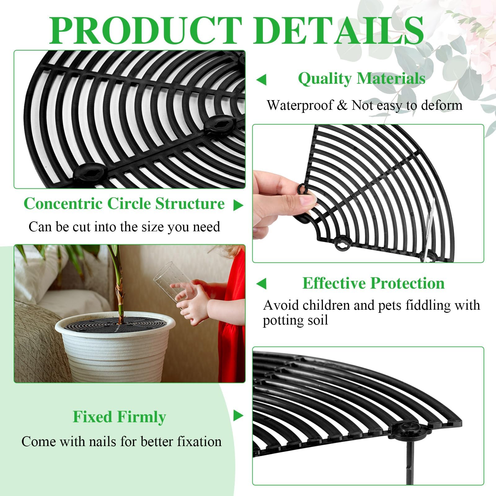 Grille Protection Plante 30 cm,3PCS Grille Protection Plante Chat,Protection Pot de Fleur Ronde,Grilles de Protection pour Pot de Fleurs Cache Plantes Découpable,Protection Pots Animaux pour Compagnie