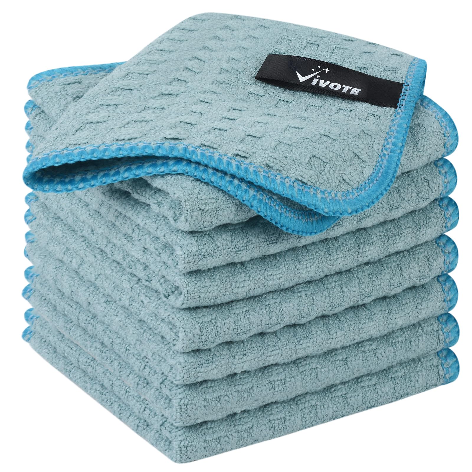 VIVOTE Microfibre Cleaning Cloths Barista Cloths Dish Cloths Blue 20x20 CM