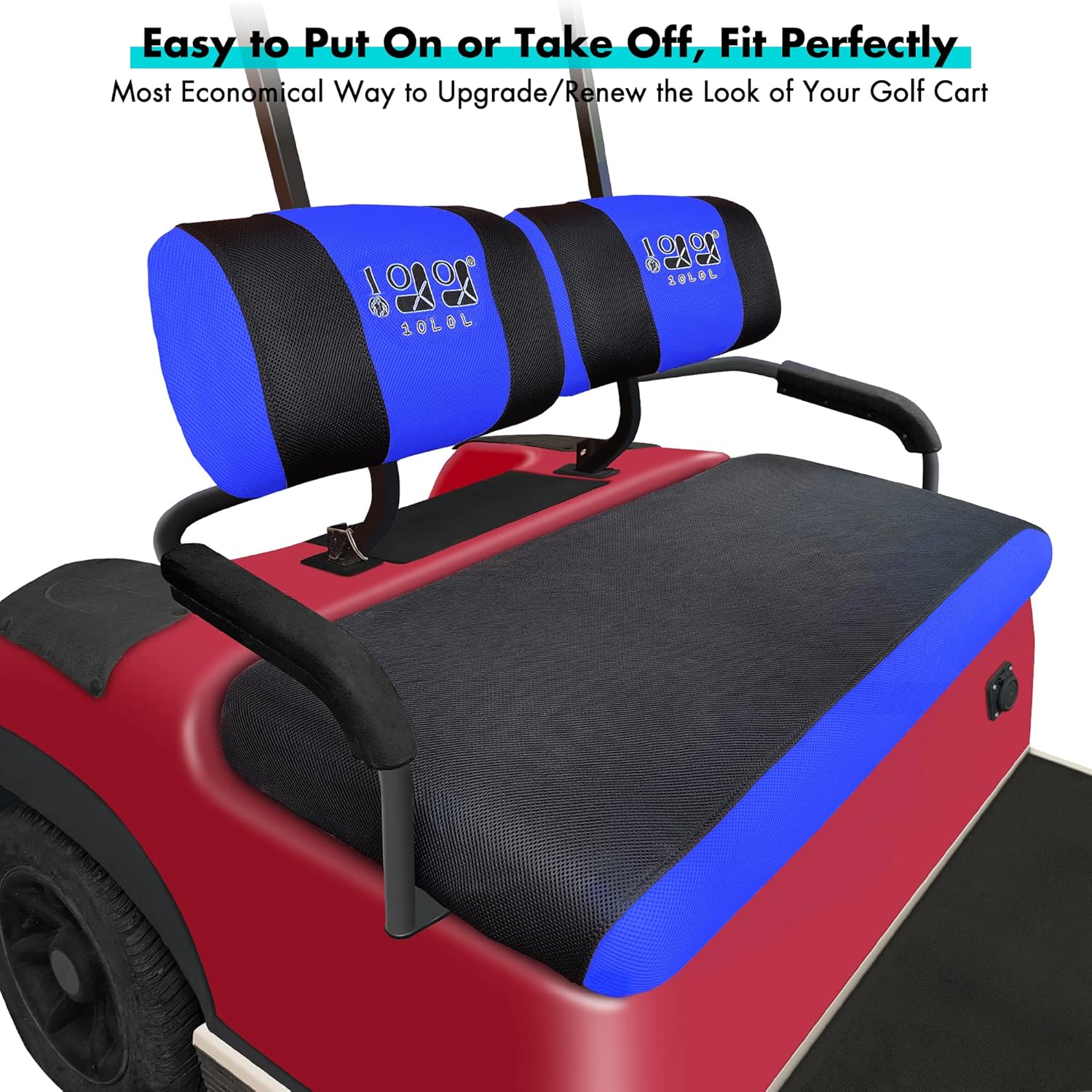 10L0L Golf Cart Seat Covers for Yamaha G2 G8 G9 G16 G19 G22 & Club Car DS Pre-2000 EZGO Marathon, Front Seat Cover, Washable Breathable Polyester Mesh Cloth, Warm in Winter & Cool in Summer