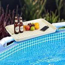 Poolside Table, Above Ground Pool Side Bar, Foldable Terrace Poolside Table for Frame Above Ground Pool Circular Tube Accessories