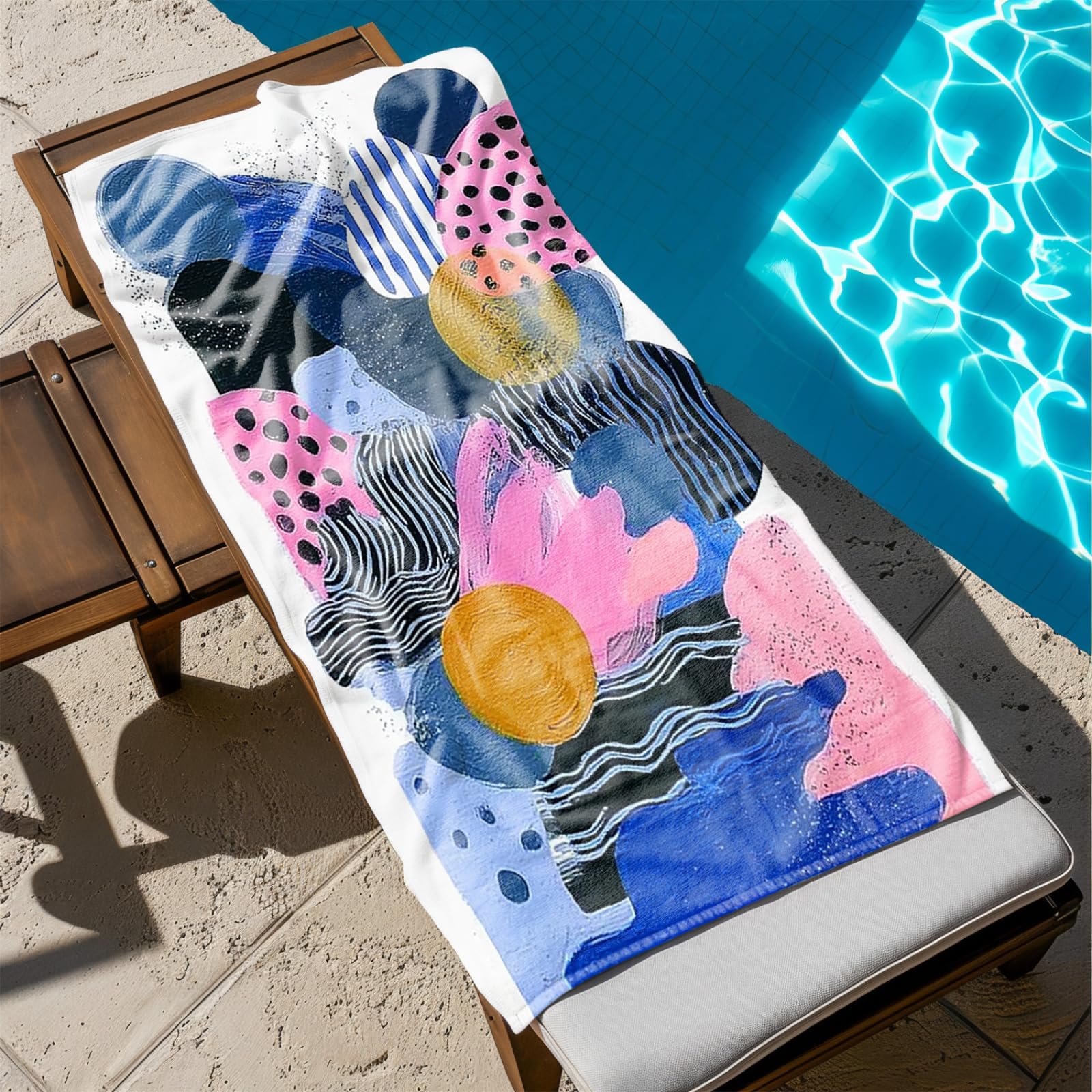 Genérico Toalla Playa Grande Patrón Azul Rosa Microfibra Secado Rápido Oversize Toalla Sin Arena Súper Ligera Piscina Camping Picnic Yoga Gimnasio Y Deportes Viaje