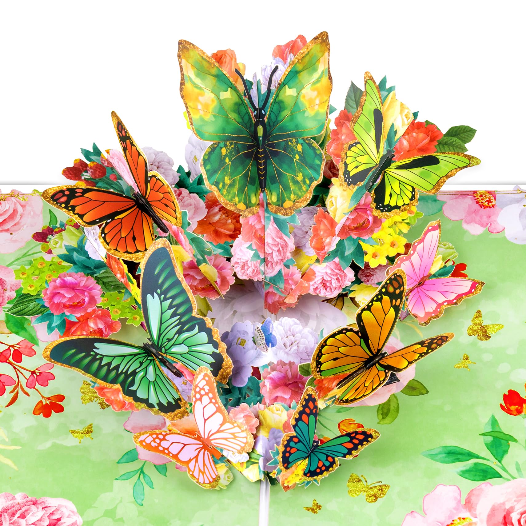 GREETING ART 3D Butterfly and Flower Card with Envelope, All Occasions, Birthday, Mother's Day, Anniversary