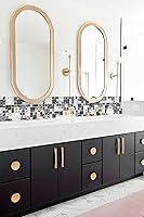 Vista 8 de Azulejos de vidrio blanco y negro para cocina, baño, pared, salpicadero, mosaico, patrón de Versalles [Juego de 5]