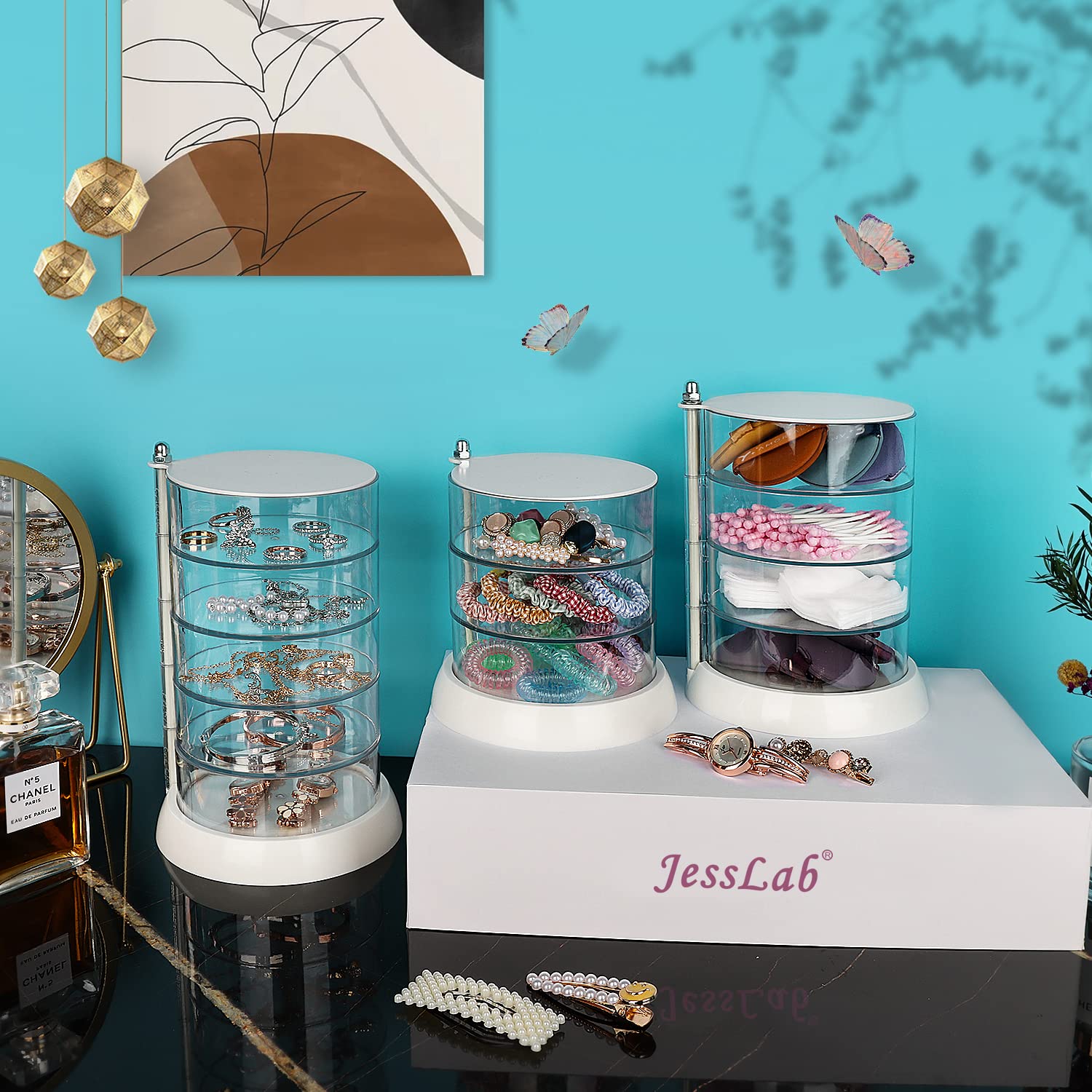 Supporto Porta Fascia Per Capelli In Acrilico A 2 Strati – Organizer Trasparente Per Cerchietti, Orecchini, Anelli E Braccialetti, Perfetto Per Toletta O Camera Da Letto
