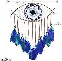 Vista 6 de Holmgren Atrapasueños de ojo Turco - Hecho a mano azul para arte de pared, decoración de apartamento, dije de buena suerte para oficinas del hogar
