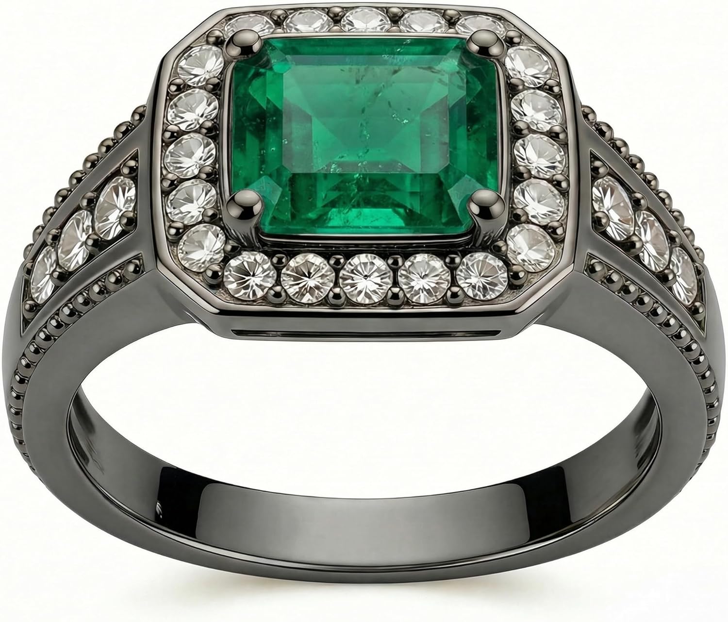 1.32 Carat(ctw) Emerald-Cut Gemstone Halo Wedding Engagement Rings for Women, Sapphire/Ruby/Moissanite/Amethyst/Garnet/Black Onyx/Blue Topaz/Citrine/Pink Tourmaline/Peridot Gemstone Halo Wedding Rings for Women Wife, Customizable 10K Gold/14K Gold/18K Gold/925 Sterling Silver