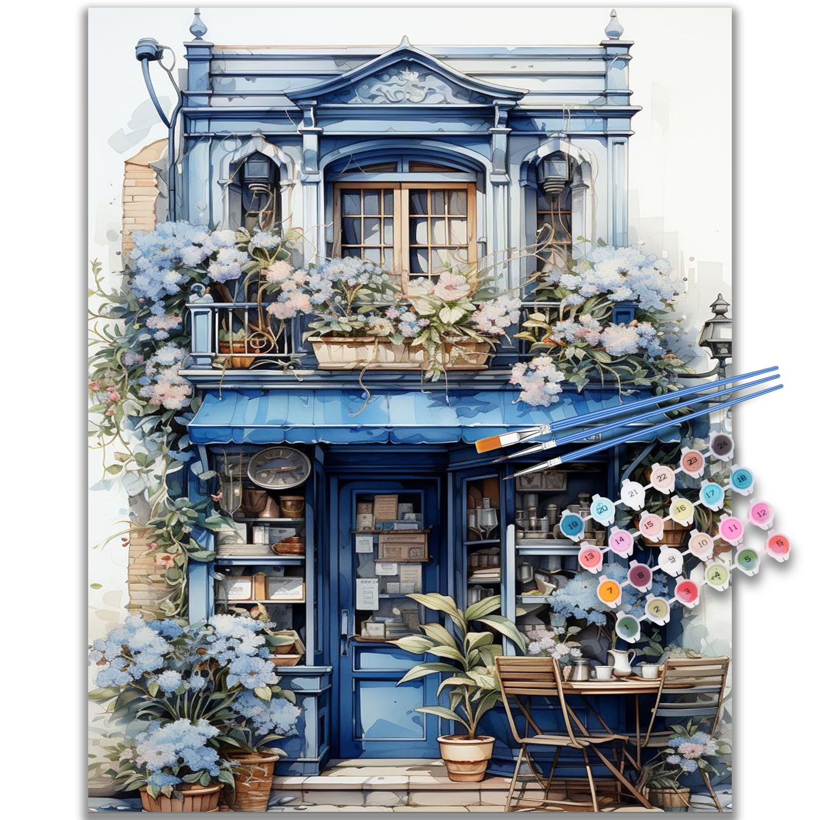 Kalonyth Op-Uk14 Bookshop Paint By Numbers For Adults, Flowers Landscape Adult Paint By Numbers Canvas Kits, Frameless, Diy Acrylic Oil Painting For Stress Relief Home Wall Decor Gift 16X20 Inch
