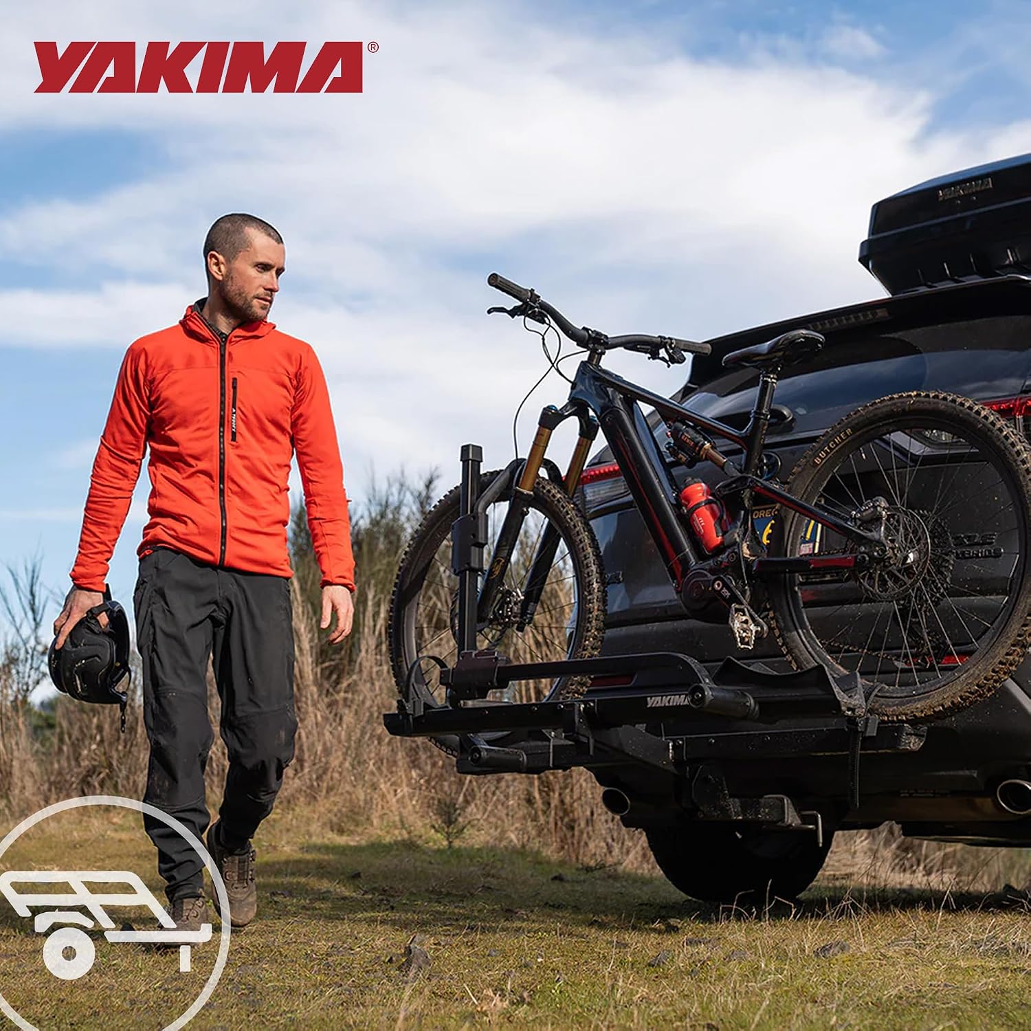 Yakima StepUp 2-Bike Metal Platform Rack, Fits 1.25" Receivers, Rear Vehicle Carrier for Cars, SUVs and Trucks with Stadium Seating and Offset Trays